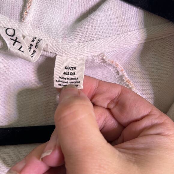 Roxy Striped Baja Hoodie Pullover Small Pink Yellow Beach Surf Style - Picture 3 of 5